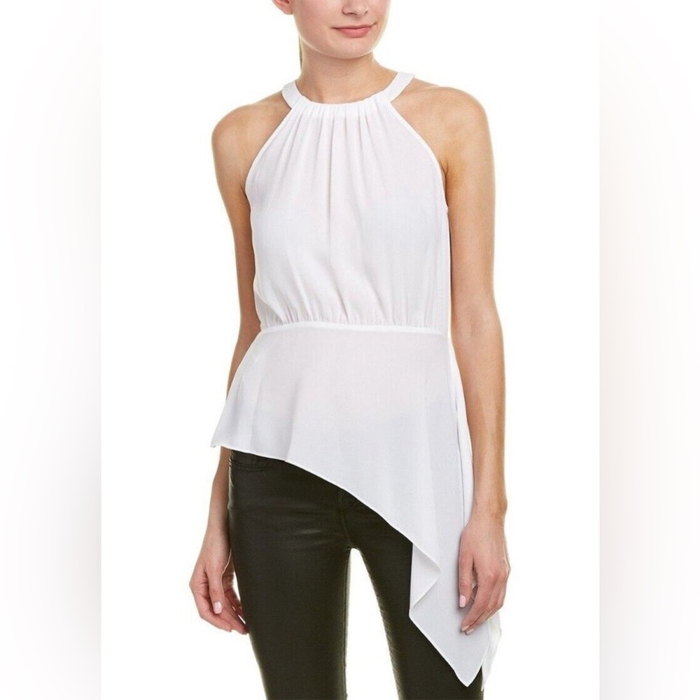 BCBGMaxAzria White Asymmetrical Blouse